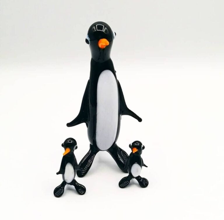el yapımı Cam Penguen biblo seti