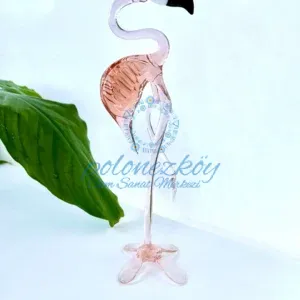 El yapımı cam flamingo biblo