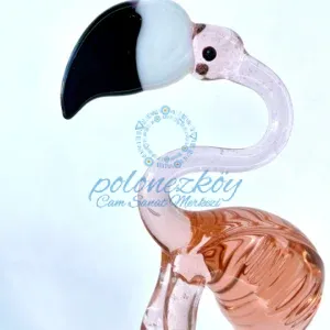 El yapımı cam flamingo biblo