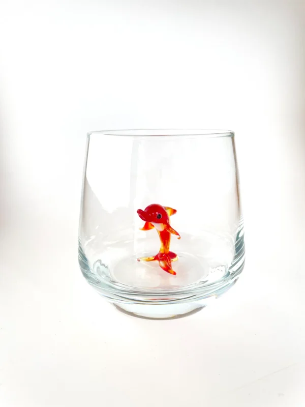 kırmızı yunus figürlü cam bardak biblolu kırmızı yunus figürlü cam bardak biblolu