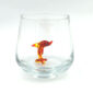 kırmızı yunus figürlü cam bardak el yapımı içi yeşil yunuslu özel tasarım bardak tekli