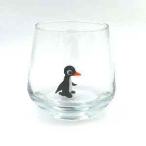 penguen figürlü cam bardak el yapımı içi penguen özel tasarım bardak tekli