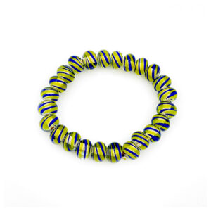 Sarı Lacivert Boncuklu Çeşmi Bülbül Bileklik, Fenerbahçe renklerinin enerjisini zarif cam boncuklarla birleştirir